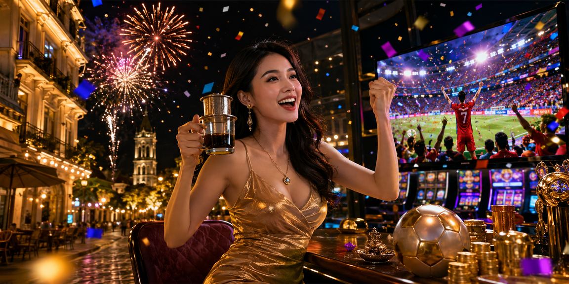 Người dùng Hà Nội thưởng thức cà phê và chơi slot game trên điện thoại tại nhà