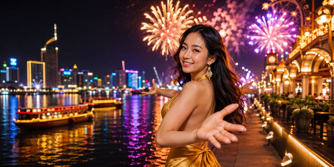 Không khí giải trí tại vùng Mekong – người dùng tham gia lễ hội và thực hiện giao dịch qua điện thoại